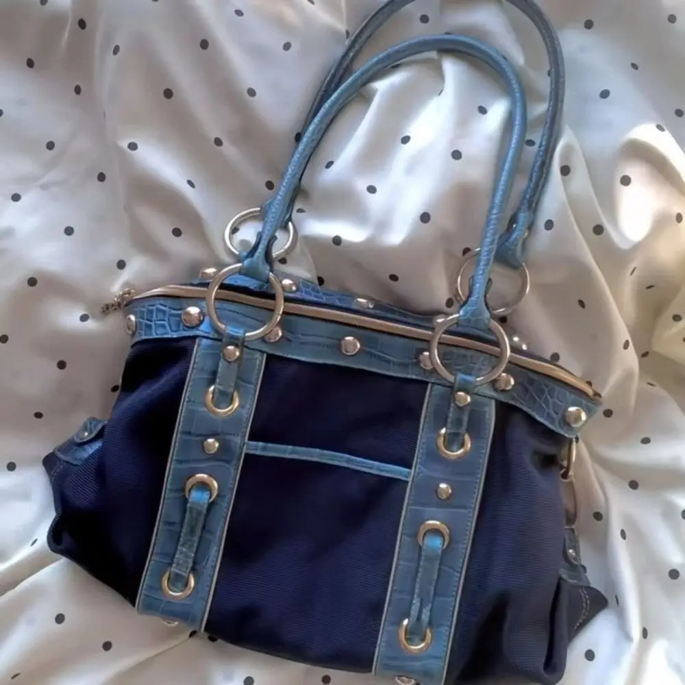 New Y2K Patchwork Shoulder Bag Riveted Design Large Capacity Handbags Underarm Bag Women Casual Wear