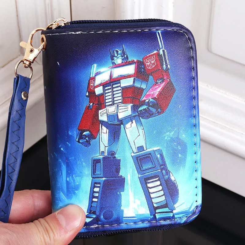 Porte-cartes étudiant Optimus Prime transformé en dessin animé, sac de rangement mignon, portefeuille portable pour garçons et filles, cadeaux