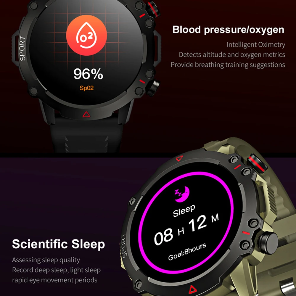 Reloj inteligente con pantalla de 1,53 pulgadas, frecuencia cardíaca, presión, oxígeno en sangre, modo multideporte, reloj inteligente resistente al agua, linterna para hombres, asistente de voz