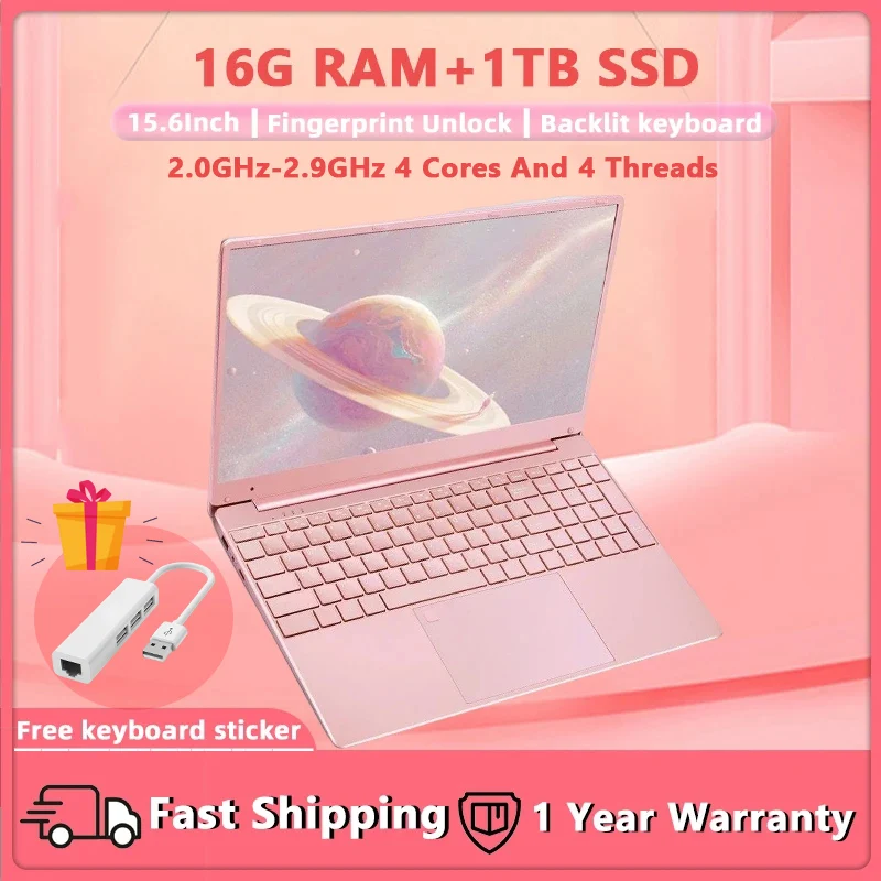 

Laptop 15.6 Inch 16GB RAM 2TB SSD Notebook Intel Celeron Laptops Windows 11 Office Computer Backlit with Fingerprint WiFI Camera