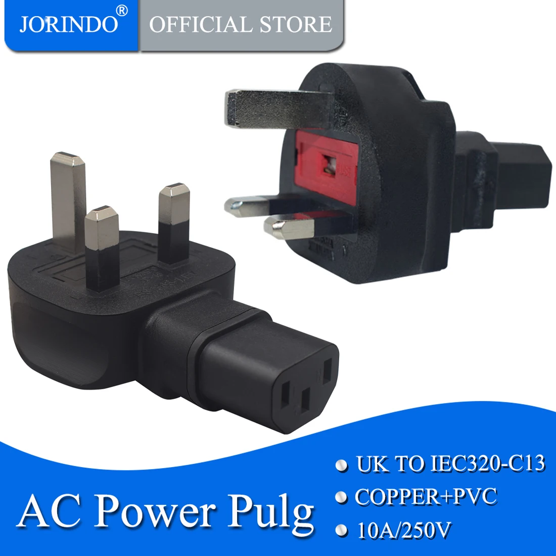 محول طاقة JORINDO المملكة المتحدة ، قابس قياسي إلى IEC C13 AC ، ذكر بريطاني إلى C13 أنثى ، PDU و UPS ، محول السفر المكونات V ، BS1363/A