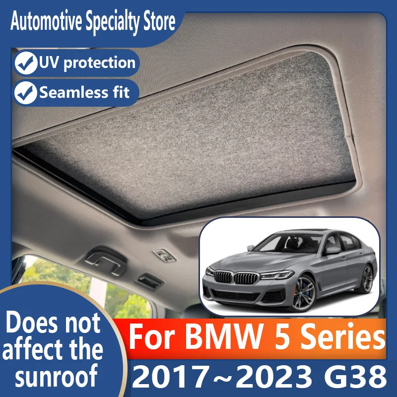 

Для BMW 5 серии G38 2017 ~ 2023 автомобильный панорамный люк, изоляционный козырек на крыше, электростатическая адсорбция, замшевая ткань, защита от солнца