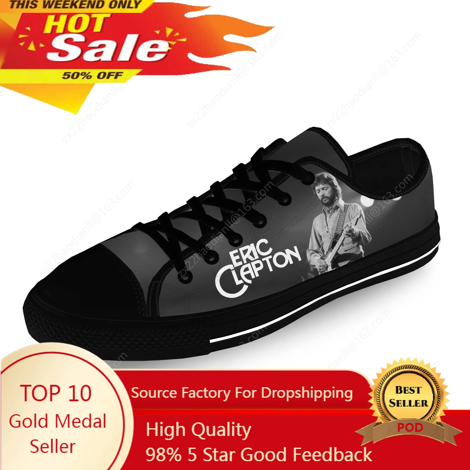 

Eric Clapton Low Top Sneakers Mens Womens Teenager Casual Shoes Canvas Running Shoes 3D Print Breathable Lightweight Shoe Black