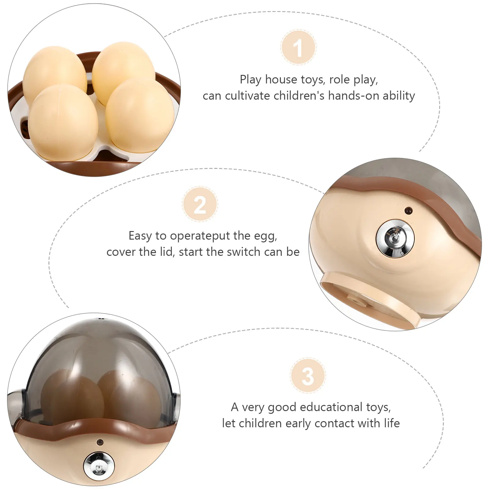 Simulação ovos vapor crianças brinquedo educativo crianças cozinha mini aparelho brinquedo presente do bebê cáqui leve seguro