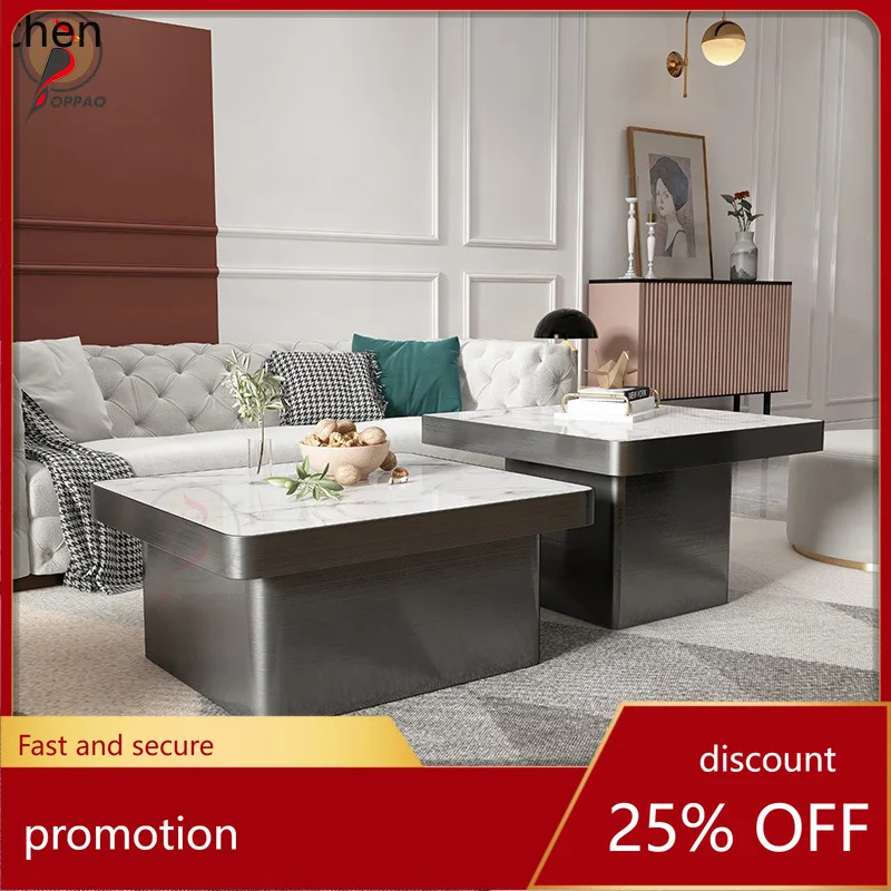 

YFY Coffee Table Light Luxury Modern Simple Square Size Combination High-end Art Italian Minimalist Rock Plate Coffee Table