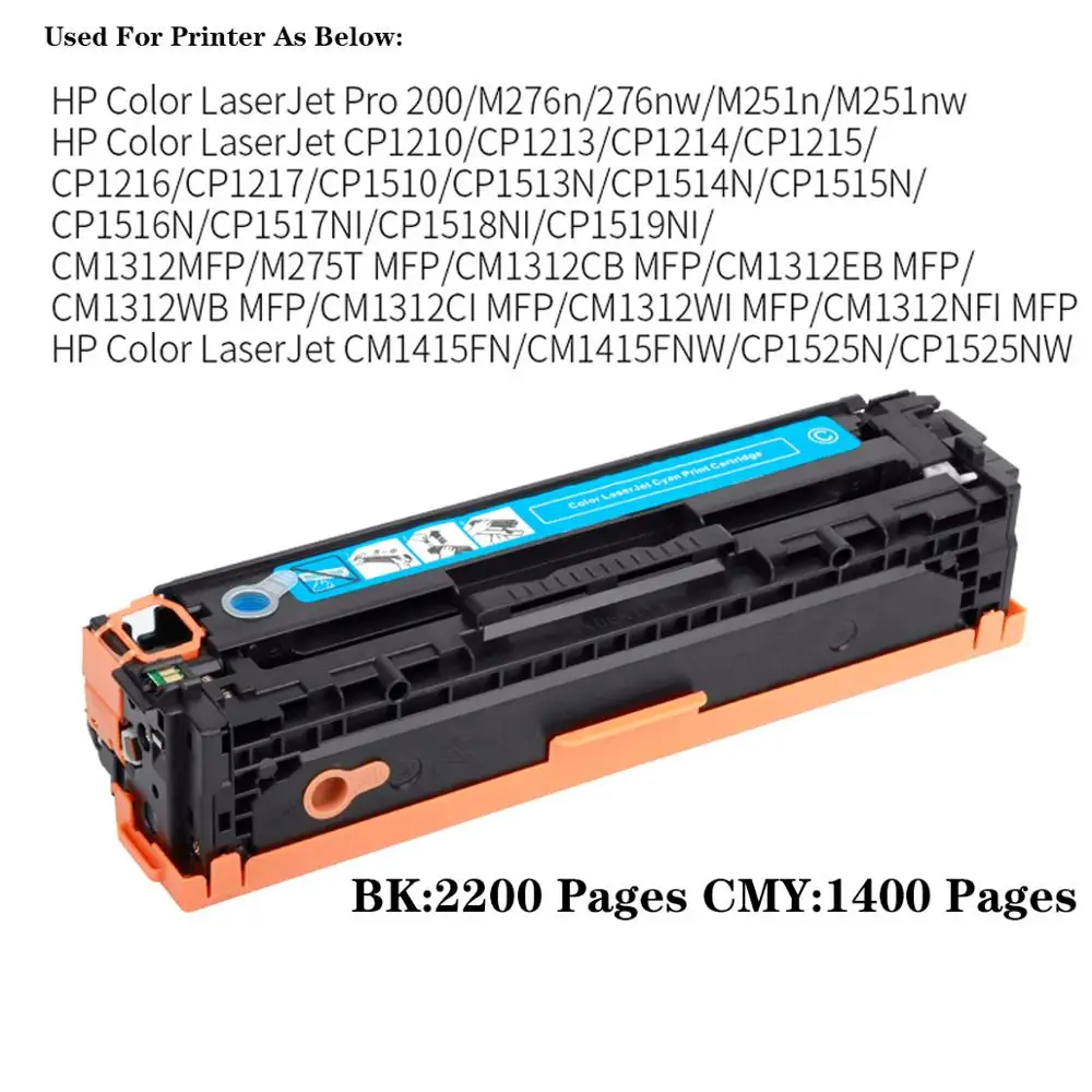 Cartucho de toner para HP Color LaserJet Pro 200 M251 200 M251NW 200 M276 200 M276 MFP 200 M276NW 200 M276NW MFP 200 MFP M251 M251N