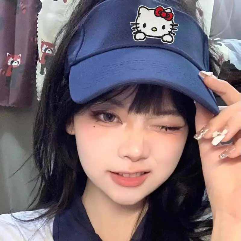 

Модный пустой цилиндр Hello Kitty Kawaii Sanrio с вышивкой, универсальная шляпа с утиным языком, солнцезащитный крем, солнцезащитная шляпа, подарок на день рождения