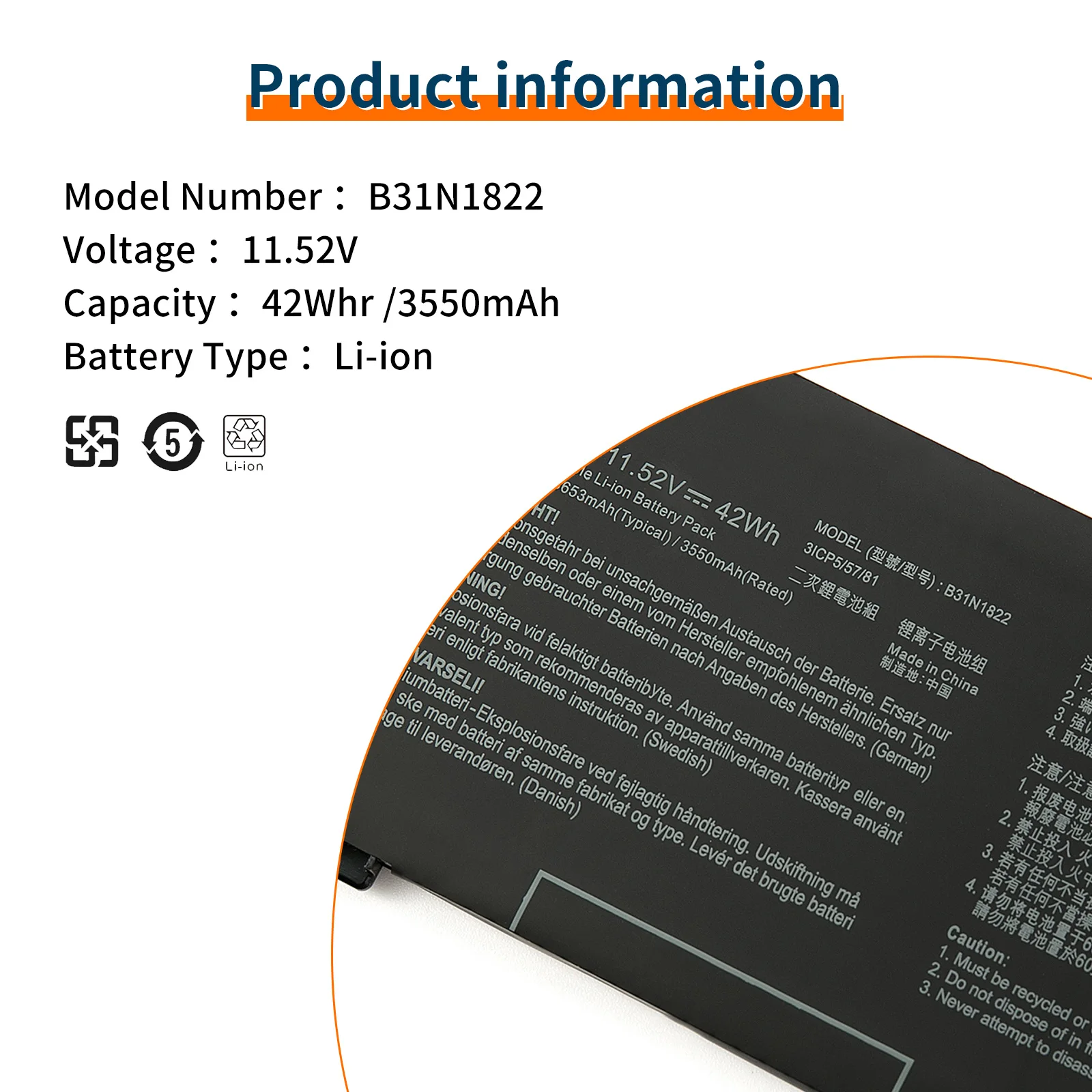 Bateria do portátil para Asus ZenBook Flip 14, B31N1822, Q406, Q406D, UX462, UM462, TM420IA-EC093T, UX461FN-E1029T, Série B31Bi2H