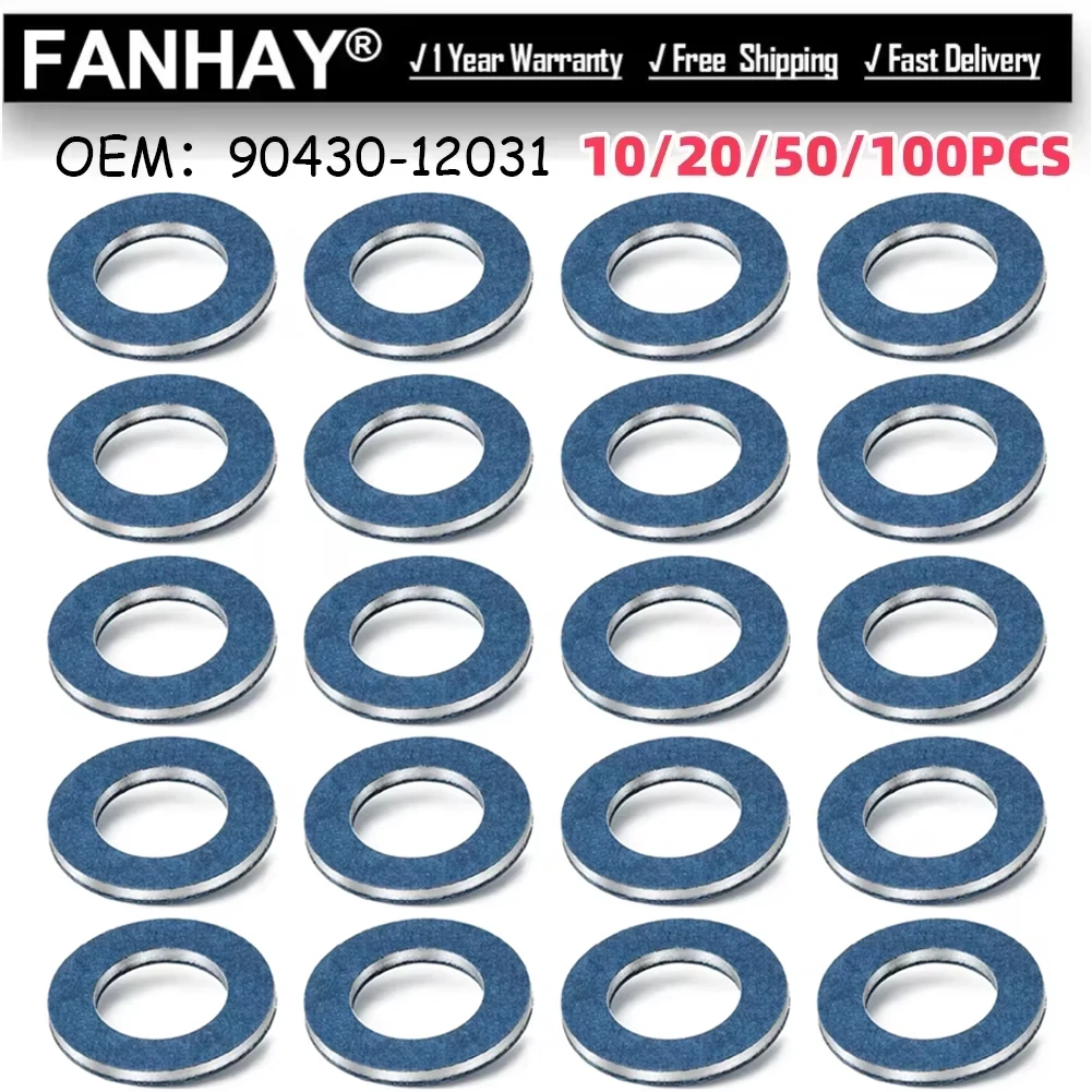 10/20/50/100 x 90430-12031 Gwintowany korek spustowy oleju Uszczelki Podkładka Pierścień uszczelniający otworu 12 mm Do Toyota Camry Corolla Do Lexus