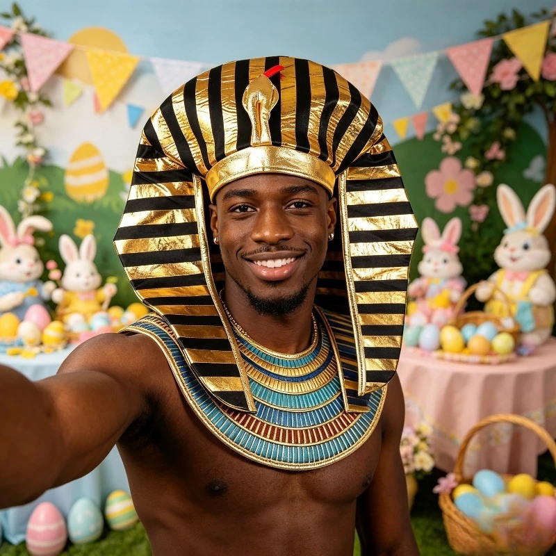 Funny Snakehead Hat Halloween Golden Cobra Pharaoh Hat Egyptian King Headwear Costume Easter Party Props