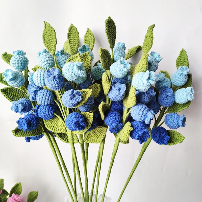 Hand Woven Knitted Flowers Gradient Color Artificial Lily Of The Valley Bouquet Finished Simulation Flower Ornaments Decorations