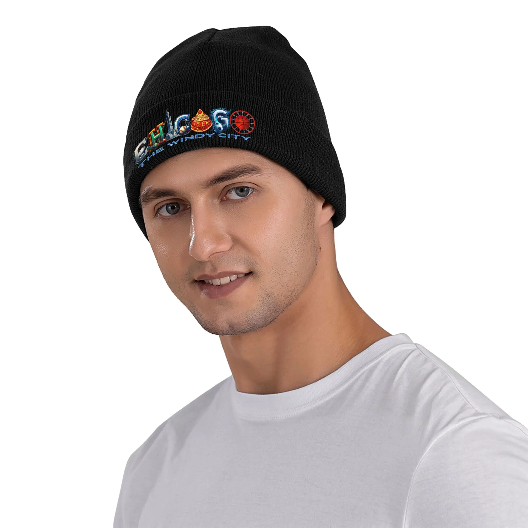 Chicago Windy City Funny Sporting Team Knit Hat Beanie Winter Hat Warm Unisex Casual Illinois Caps for Men Women Birthday Gift
