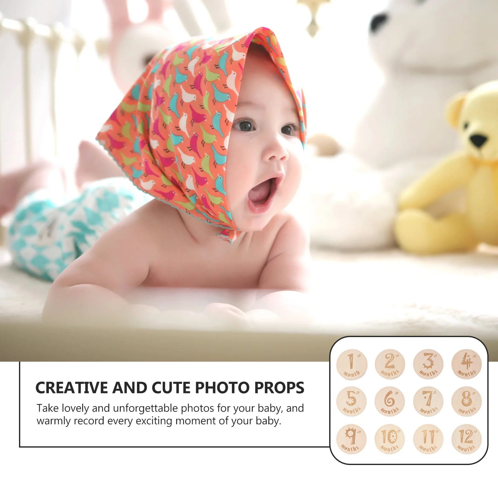 12 قطعة من بطاقات تسجيل نمو الطفل صنعة جيدة ليس من السهل الارتداء المسيل للدموع الدفء السجلات كل شهر دعائم التصوير الفوتوغرافي