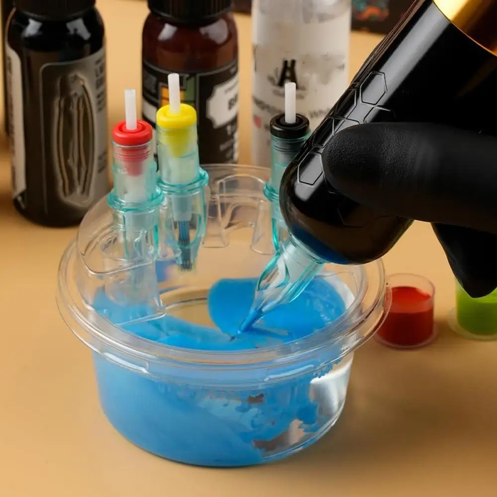 

Disposable Integrated Needle Cups Holder, 20pcs/Box Tattoo Cleaning Cups, Plastic One-Piece Cartridge System for Tattoo Art F6C5