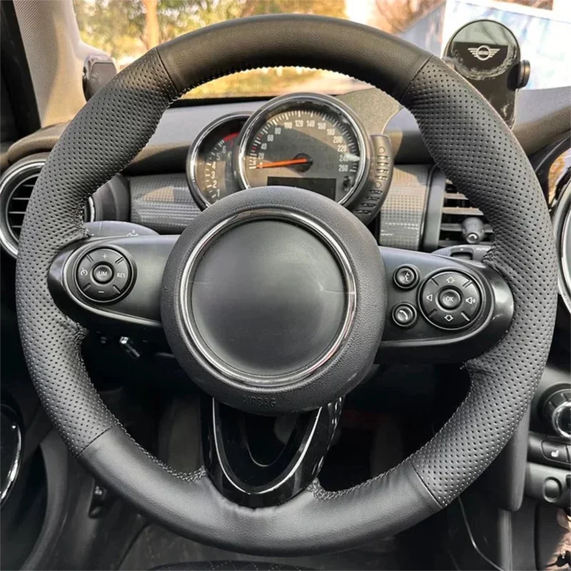 Hand Sewn Full Wrap Perforated Leather Steering Wheel Cover for BMW MINI Paceman, Coupe, Roadster
