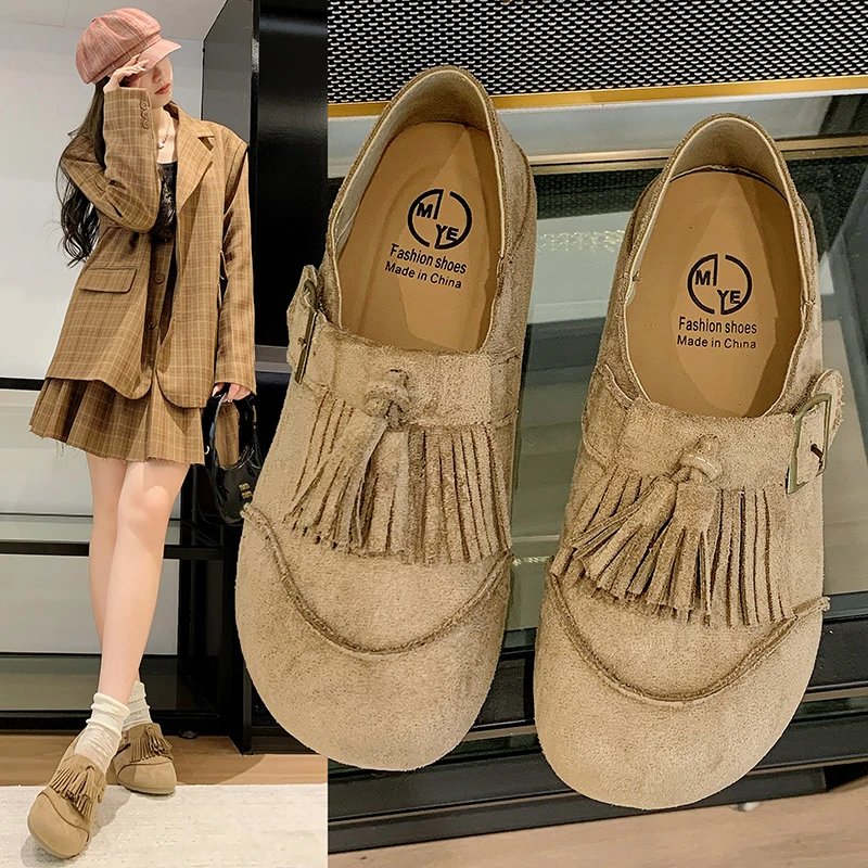 

Замшевые лоферы, женские ботинки на меху на плоской подошве, тренд 2026, модельер, новый бренд, прогулочные, уютные, повседневные, теплые кроссовки Mujer