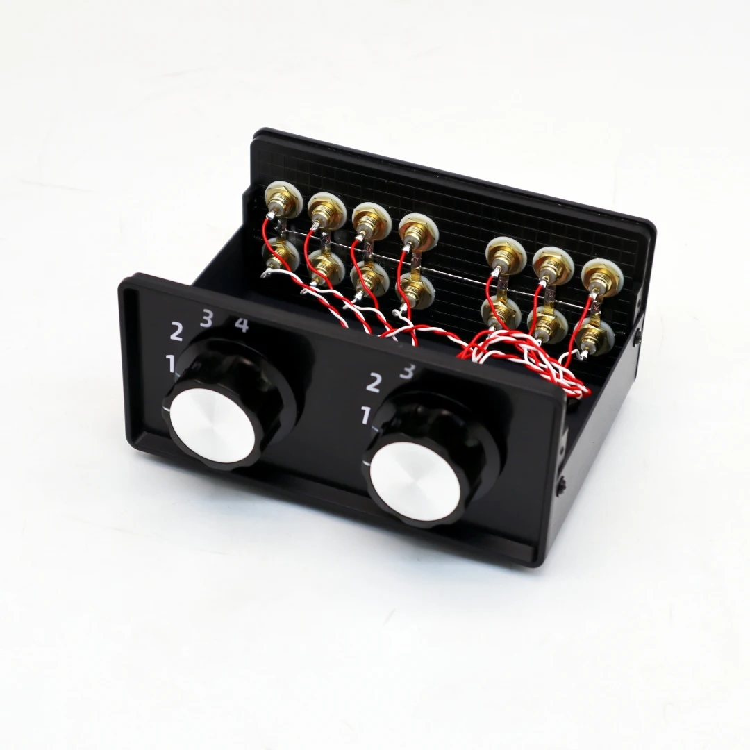 4-cut in 3-out passive front audio switch, 2-channel RCA input/output sound source signal selector