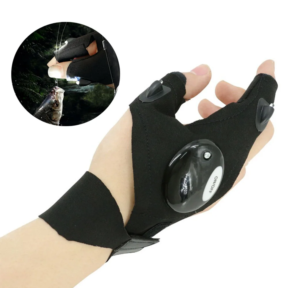 Cycling Gloves with Lights Gloves for Fishing Equipment Accessories Glove with Led Fingerless Light Fingers Mittens Apparel