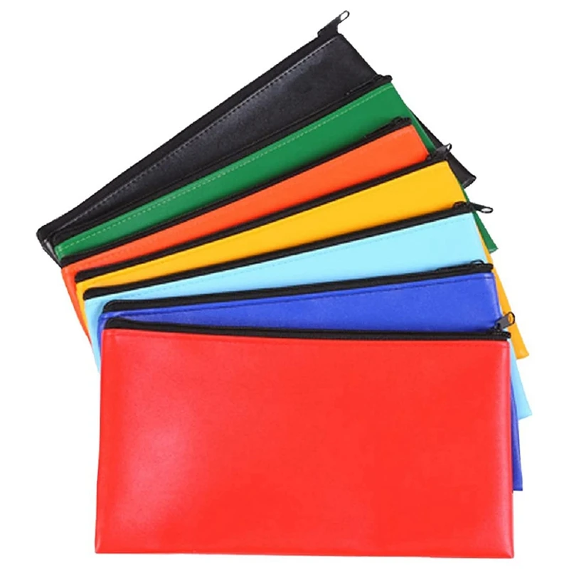 

14 Pcs 7 Colors Zipper File Bag Deposit Zipper Coin Bag Waterproof Cash Bag Storage Bag Office And School Supplies