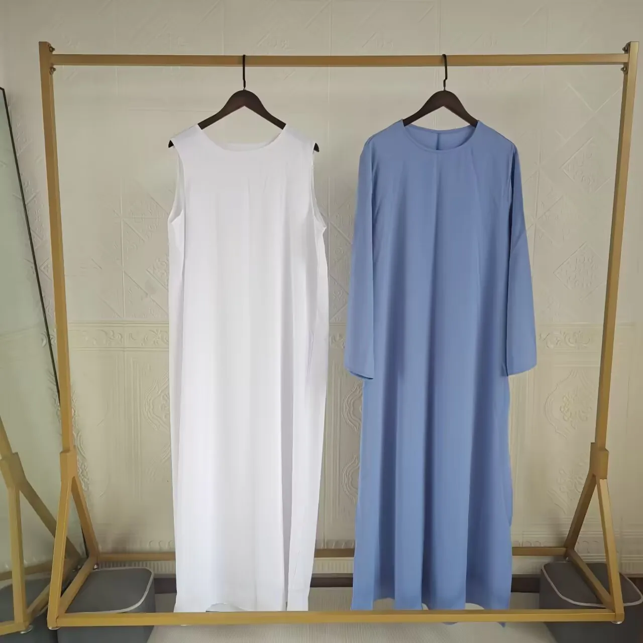 Conjunto de dos piezas de oración Eid de Ramadán para mujer, bata de Hijab turco, vestido interior musulmán Abaya, ropa islámica suelta de Dubái,