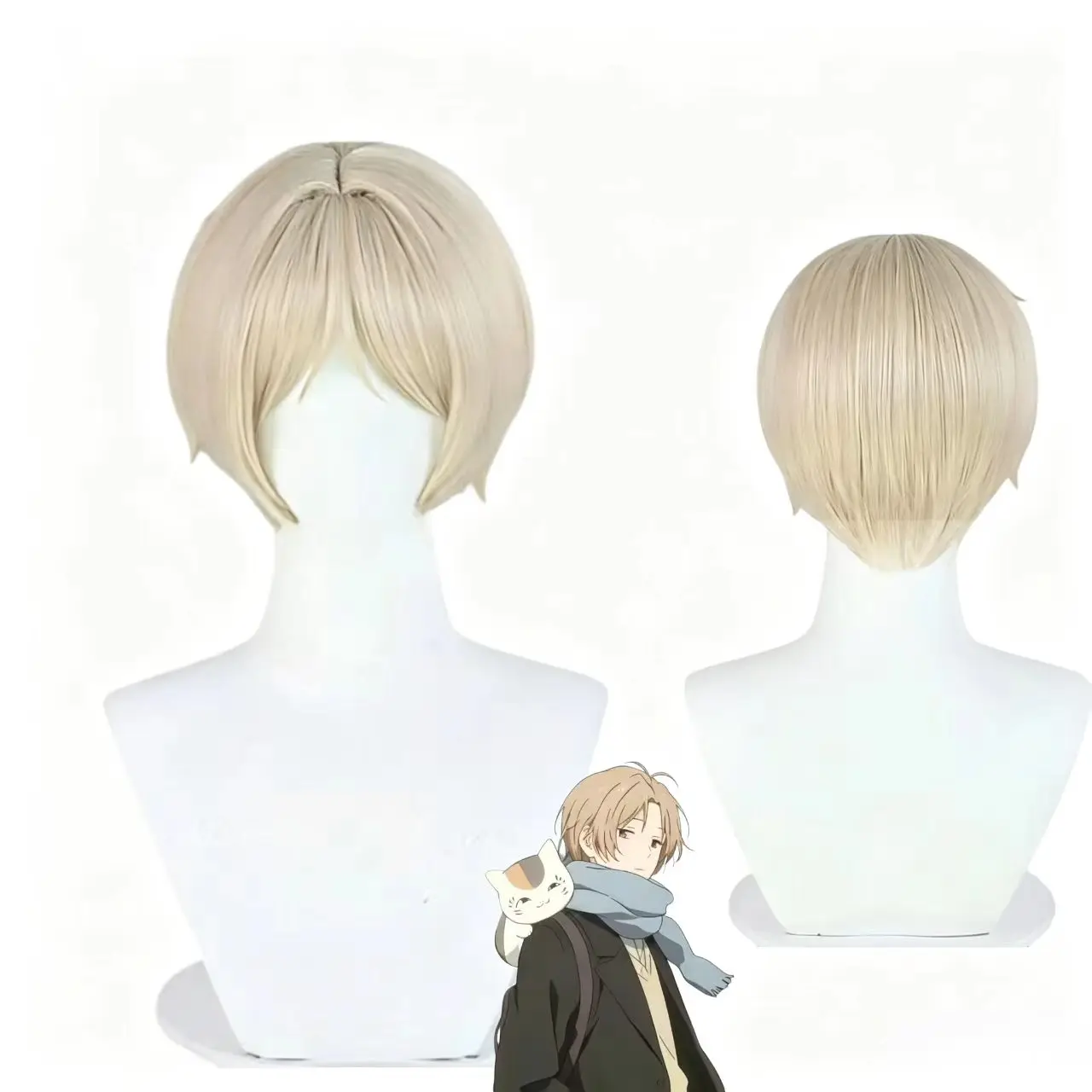 Natsume's Book of Friends Natsume Takashi Cosplay Wig Light Linen Blonde Short Wig Heat‑Resistant Synthetic Wig For Halloween
