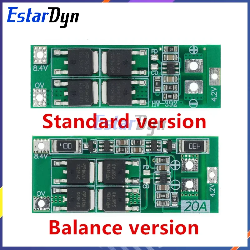 Estardyn 2S 20A 7.4V 8.4V 18650 Lithium Battery Protection Board/BMS Board Standard Balance Version