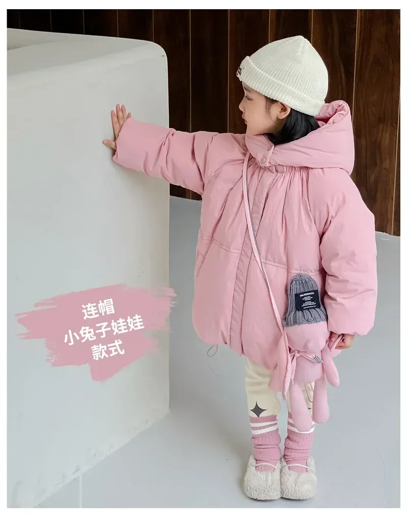 Jaket Down untuk anak-anak Korea musim dingin jaket katun bawah parka laki-laki perempuan padat berkerudung mantel tebal katun Chidlren mantel hangat