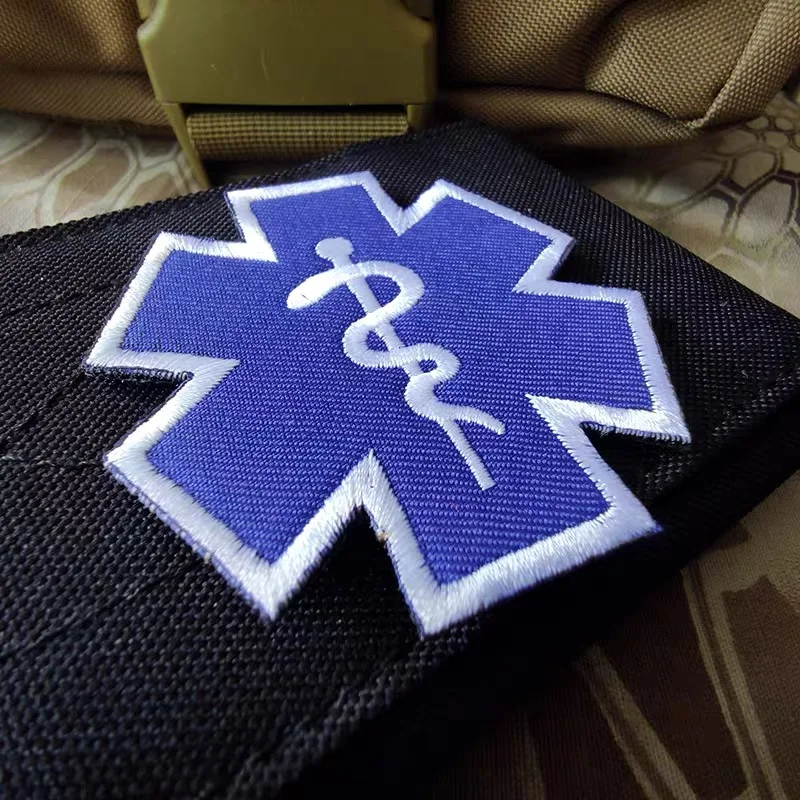 Embroidery Patch Life Star Rescue PARAMEDIC Hook and Loop Badge Armband Clothing Accessories First Aid Snake Patch Badge Emblem