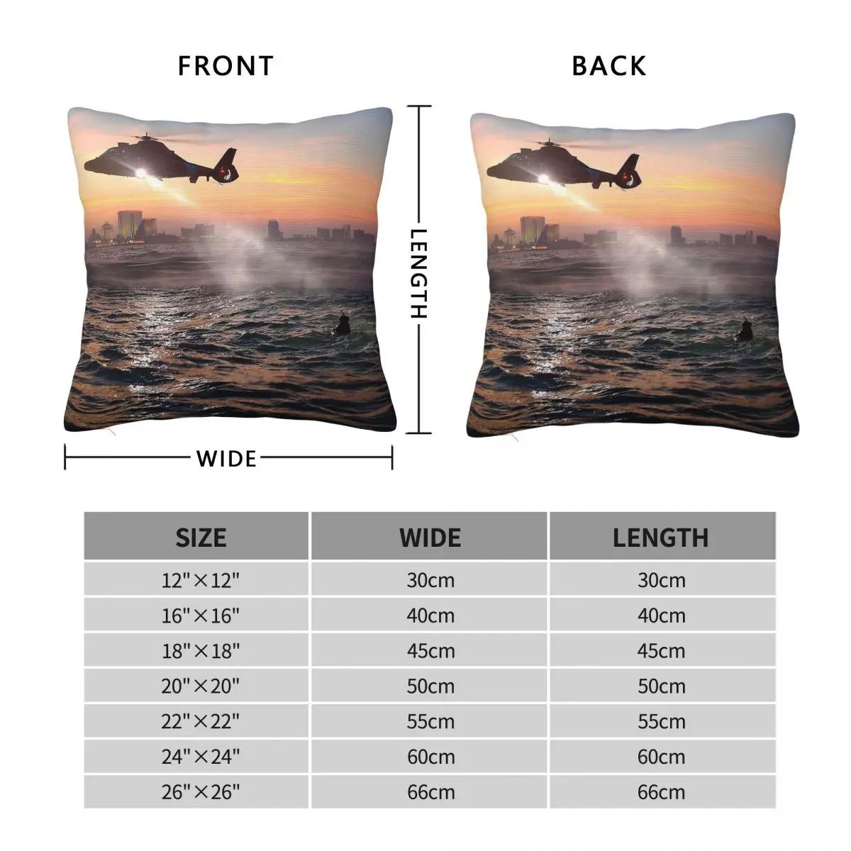 United States Coast Guard Square Pillowcase Polyester Linen Velvet Printed Zip Decorative Bed Cushion Case