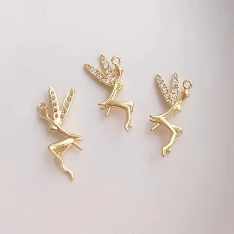 Colgante de perlas de cristal Diy chapado en oro de 14 quilates con pasador de cuentas de medio agujero