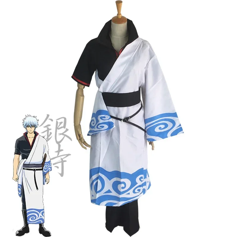 Anime Gintama Cosplay Costumes Sakata Gintoki Costume Kimono Silver Soul Costume Halloween Carnival Party