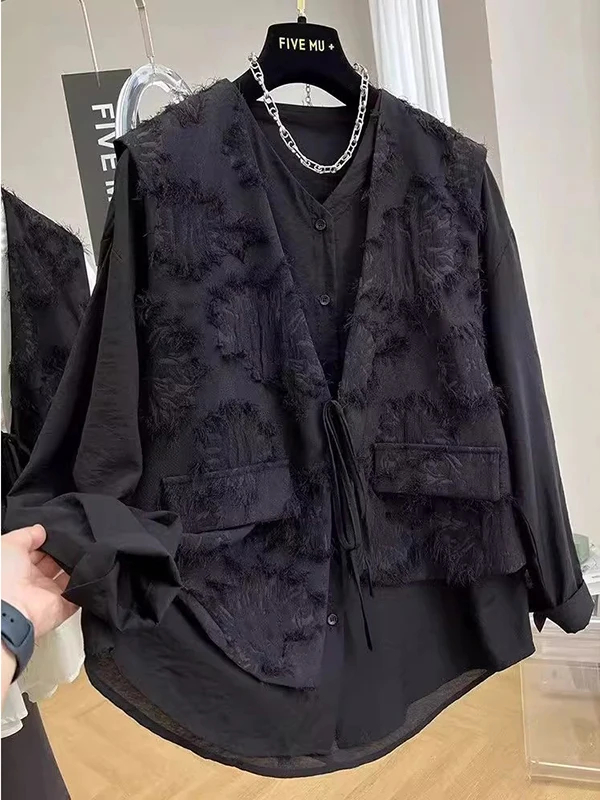 

Женская свободная посадка больших размеров Long Sve V-Ne irt, тонкая верхняя одежда, топ Fat MM, специальный большой размер 300 Pou, лоскутное платье