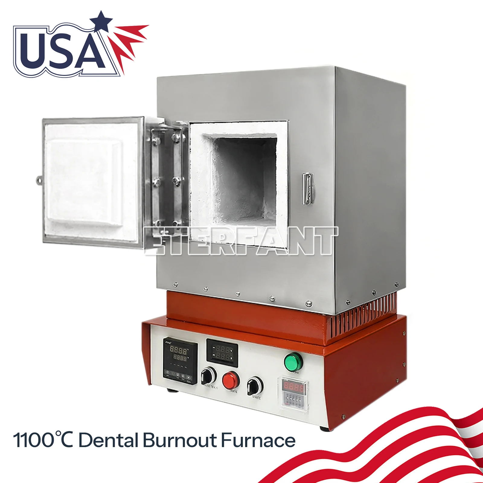 

Печь для выжигания ETERFANT Dental Lab 3000 Вт 1100 ℃ Высокотемпературная печь для нагрева керамического волокна 110В с контроллерами температуры KSW