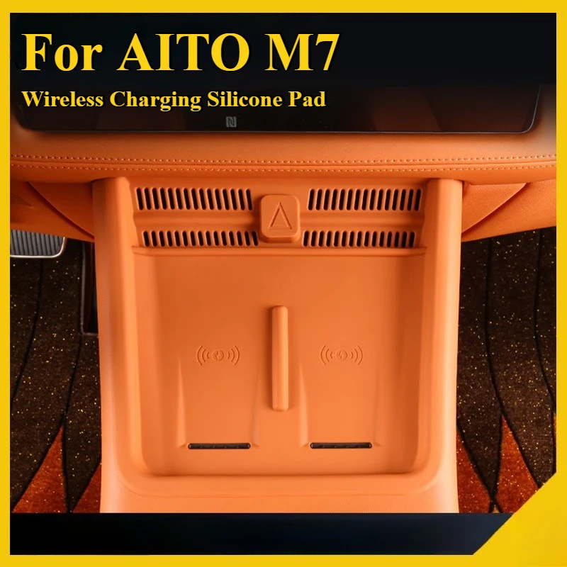 

For AITO M7 Wireless Charging Silicone Pad Storage Box Non-Slip Dustproof Mat Car Interior Modificatio Accessories