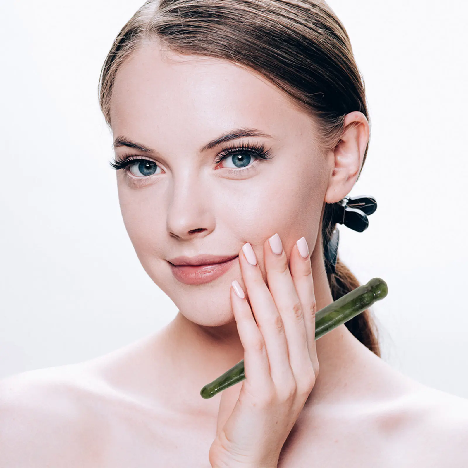 3Pcs Cooling Jade Gua Sha Face Massage Stick Set Facial Neck Eye Muscle Relaxation Deep Tissue Stimulation Radiant Complexion