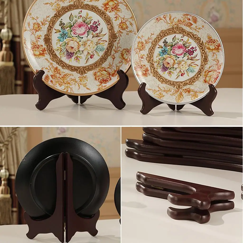 Tabletop Wooden Plate Display Holder Foldable Picture Display Easel Stand for Card Dish and Photo