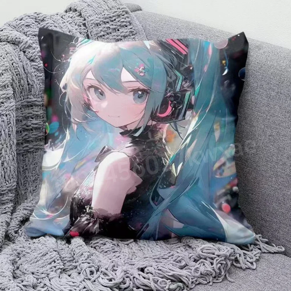 1pc Japanese anime cartoon girl Miku print Kissen Cover Modern Kissen funny Kissen Fall Wohnzimmer Dekor Nur