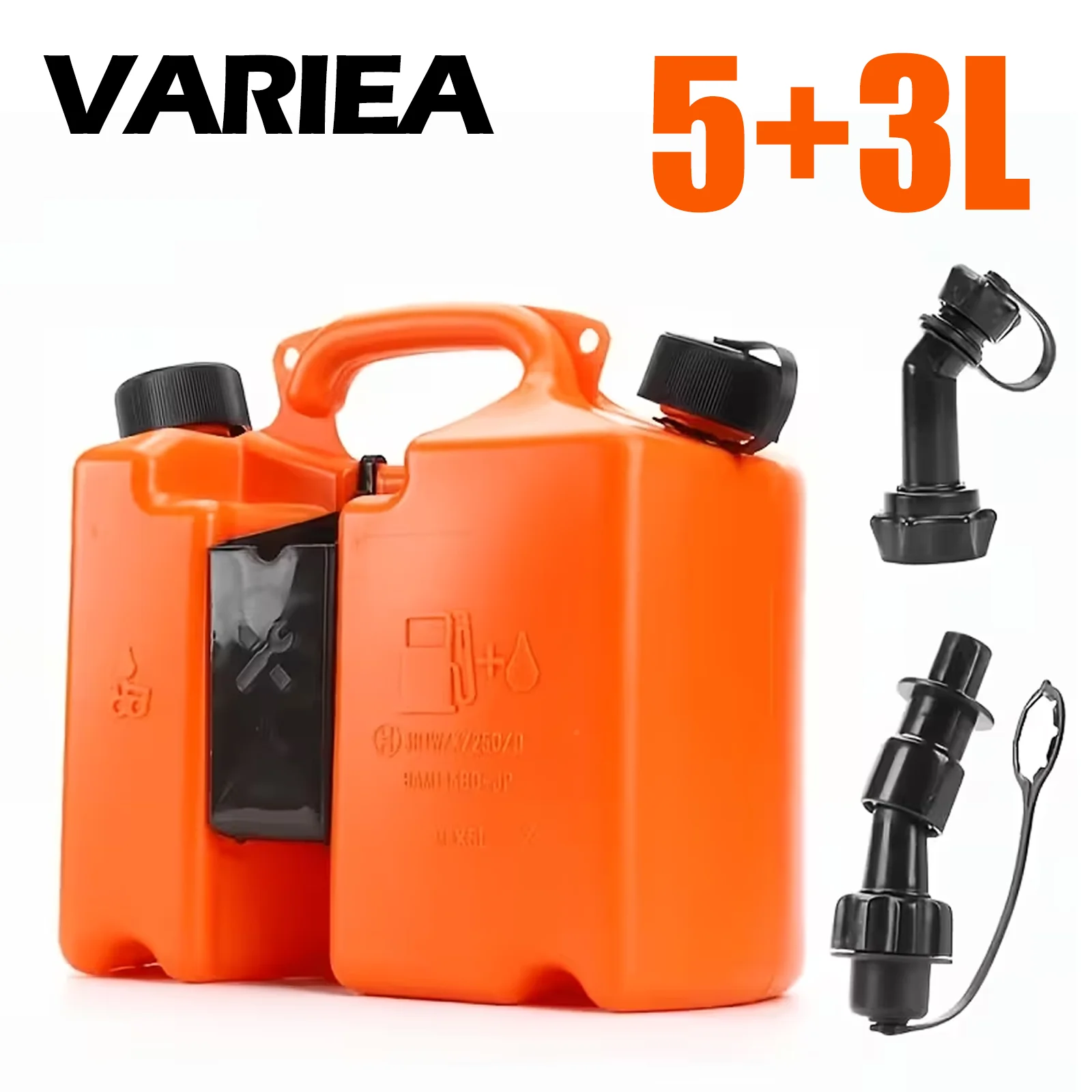5+3 Litre Fuel Container with Anti-leak Nozzle|Fuel Mixing Pot|Suitable for Chainsaws, Made of High-quality Wear-resistant Plast