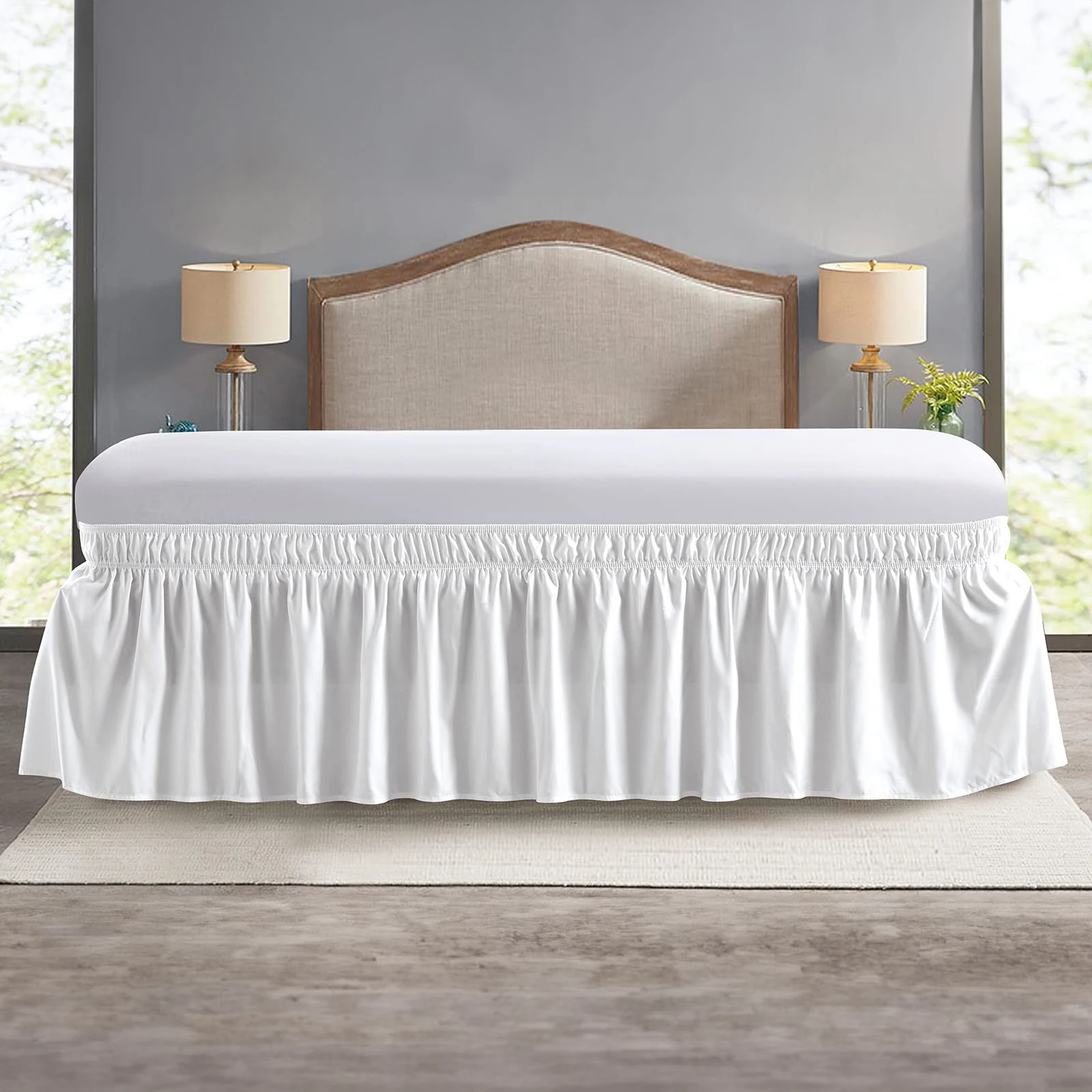Weicher Bettrock mit Elastischer Einstellung, Knitterfreier Bettumfang aus Gebürsteter Polyester-Mikrofaser, Einfach Anzubringender Bett-Staubschutz – Detail 2