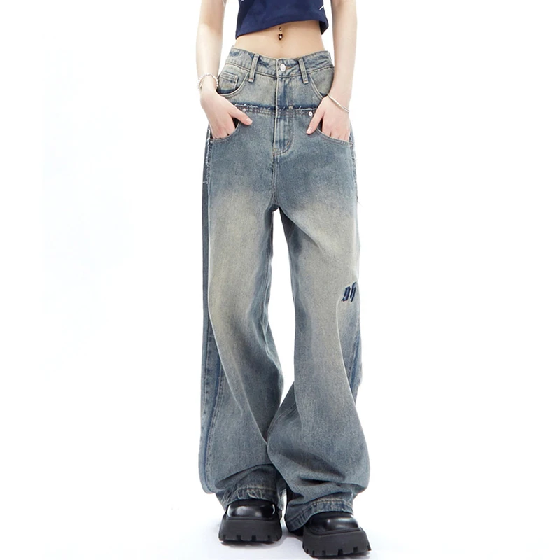 

Y2k Streetwear Vintage Streetwear Baggy Boyfriend Mom Jeans For Women Loose Wide Leg Pants Korean Fashion Vintage Denim Trousers