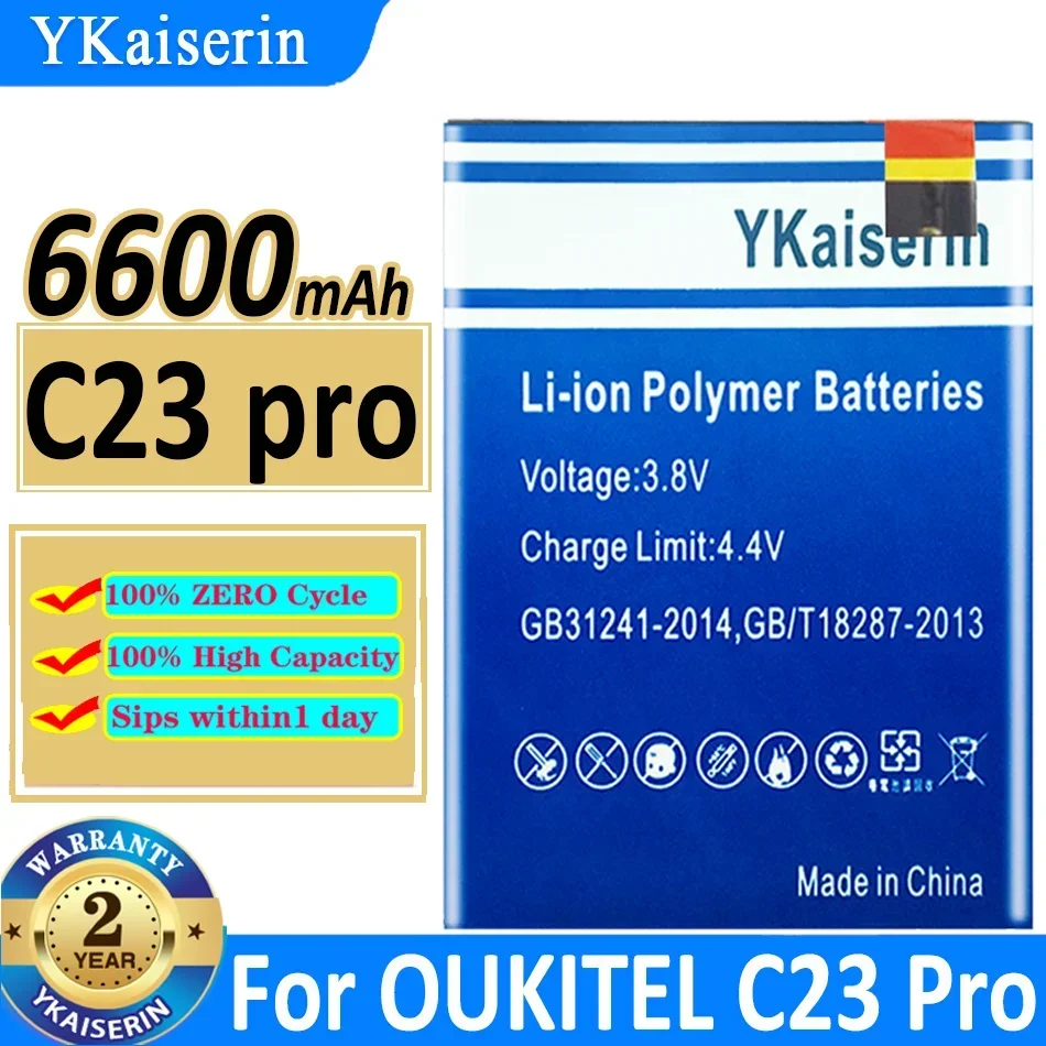 YKaiserin Replacement Battery C23 Pro 6600mAh For OUKITEL C 23 Pro C23Pro Bateria