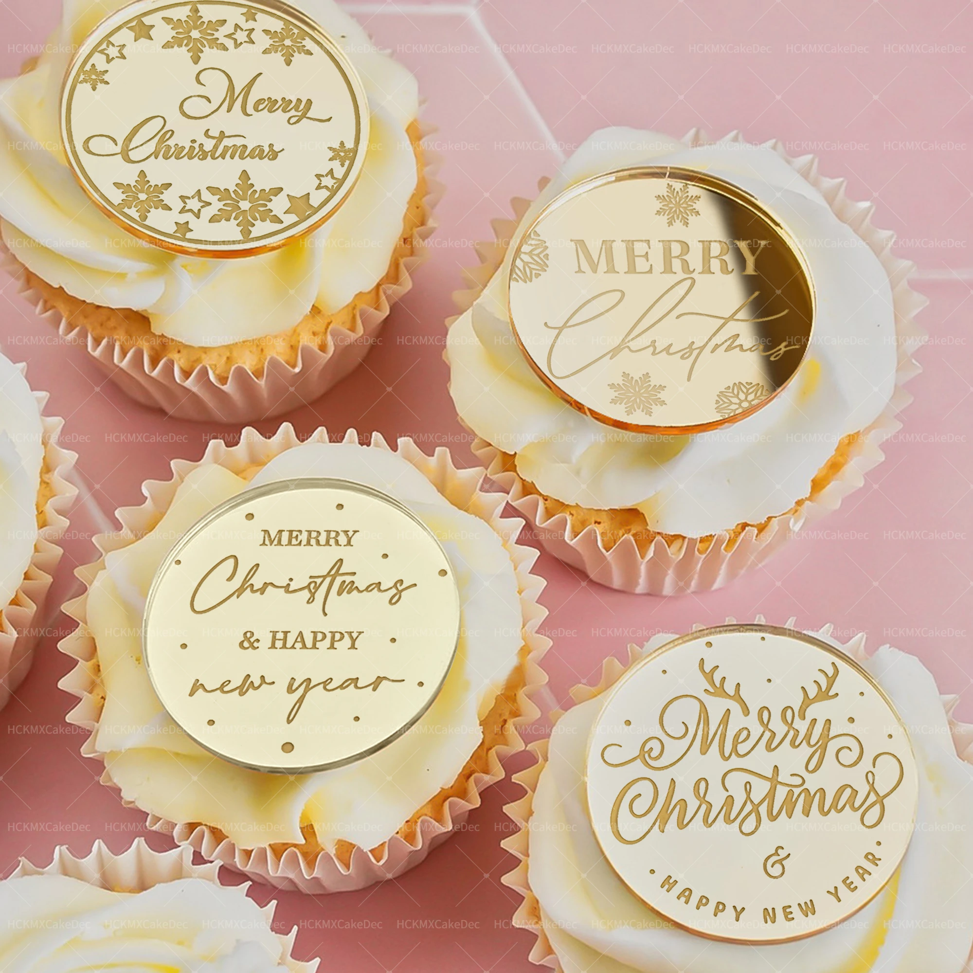 10 Stück Gold Silber Acryl Weihnachts-Cupcake-Topper für Weihnachtsparty-Kuchendekoration – Detail 2