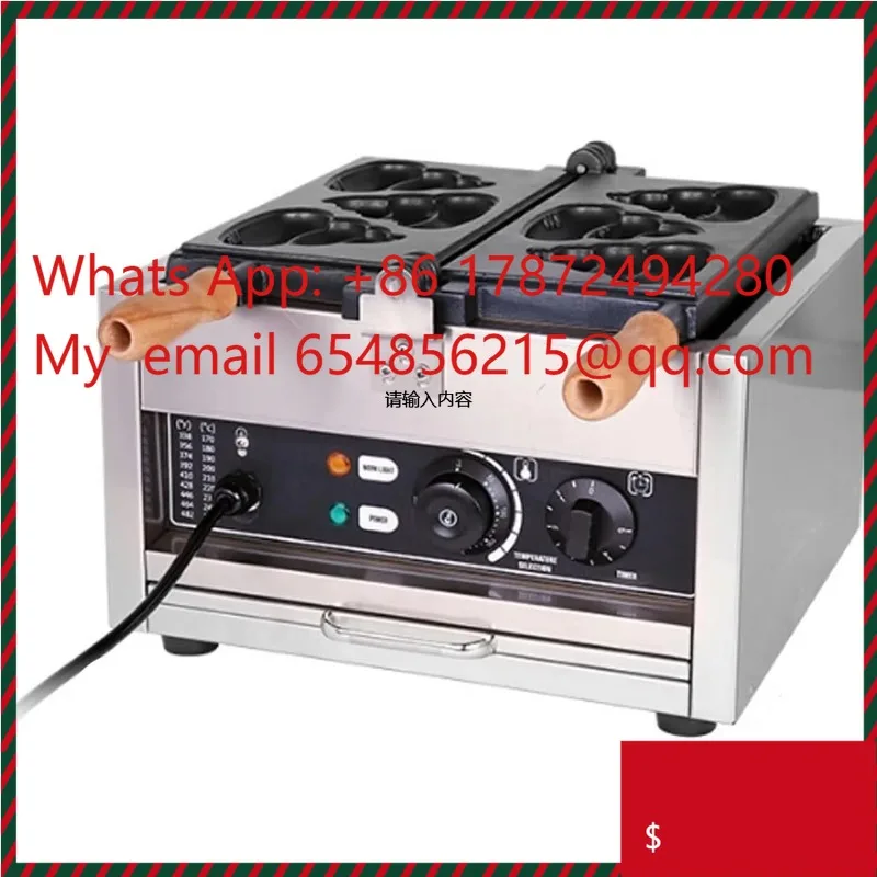 Commercial Poo Poo Spoof Waffle Maker Machine 1400W 50-300℃ Temperature Control Timer Compact Waffle Machine for Snacks