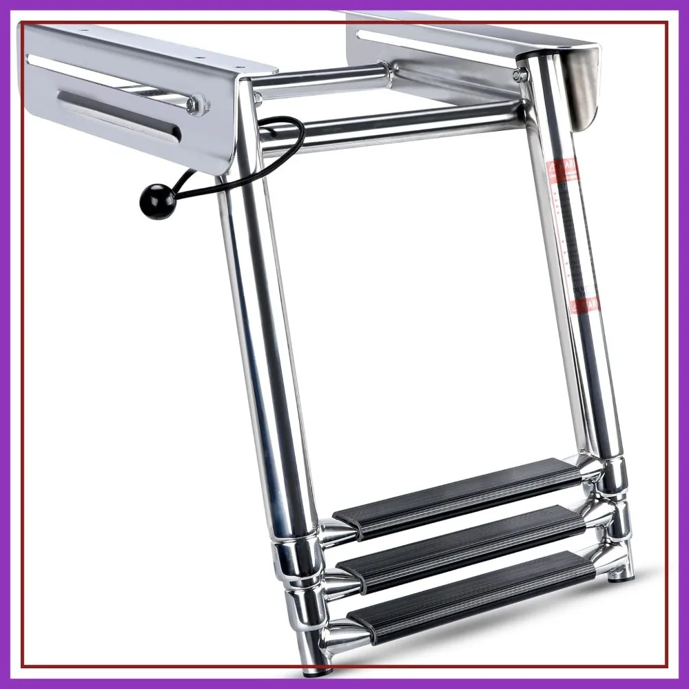 

3 Step Folding Stainless Steel Telescoping Boat Ladder 500 lbs Capacity
