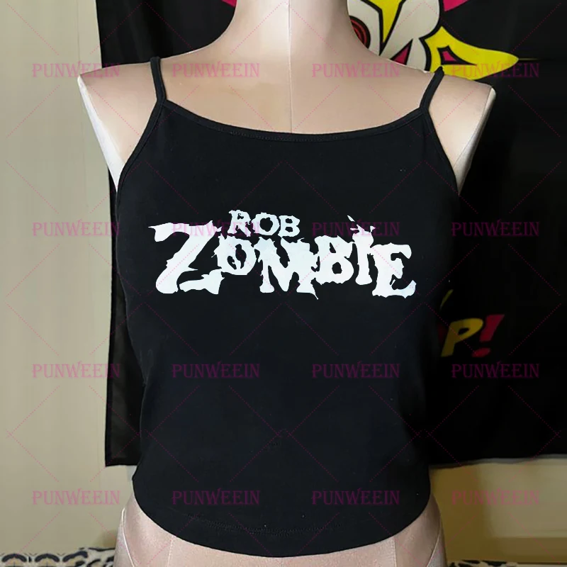 Punk Rob Zombie Gothic Vintage Y2k 90s Cute slim top Harajuku Graphic Black Rock hip hop fun chic Streetwear sexy club Tank Top
