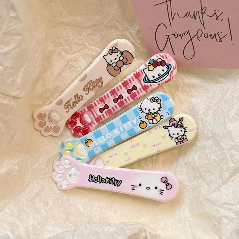 1PCS Cartoon Sanrio Hello Kitty Cat Paw Hair Clips For Women Girls Sweet Side Bangs Clip Headdress Kawaii Hair Accessories Gifts