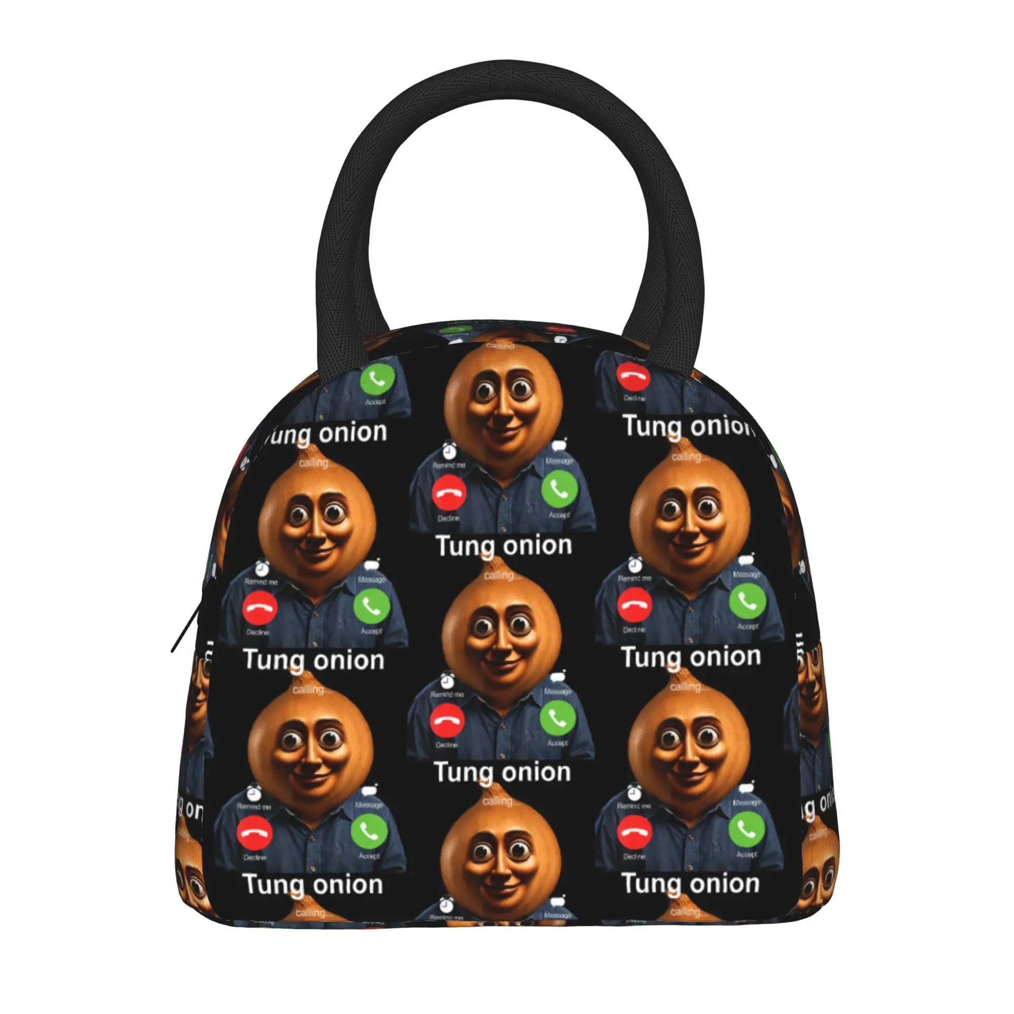 Tung Onion is Calling Brainrot Meme Lunch Bag Leisure Lunch Box Outdoor Picnic Thermal Lunch Bags For Child Oxford Cooler Bag