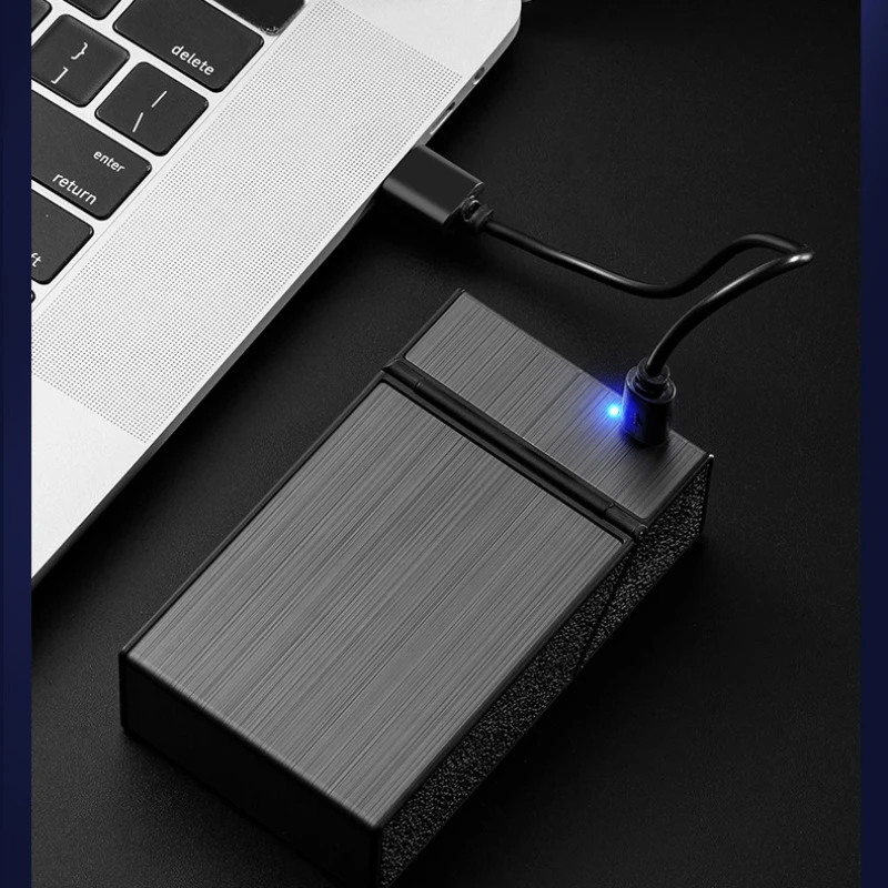 2 In 1 20 Cigarette Case Lighter Case USB Rechargeable Electronic Case Portable Windproof Smoking Accessories Gift for Men view 5