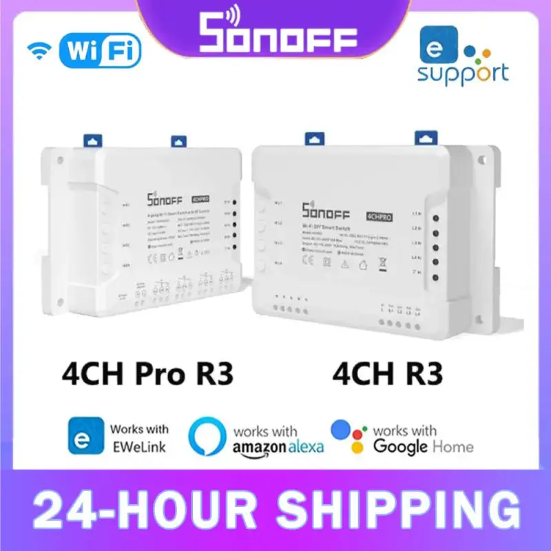 SONOFF 4CH R3/4CH PROR3 WiFi Smart Switch 4 Gang Wireless Switch Countdown Timing Remote Control Home Automation Via Ewelink APP