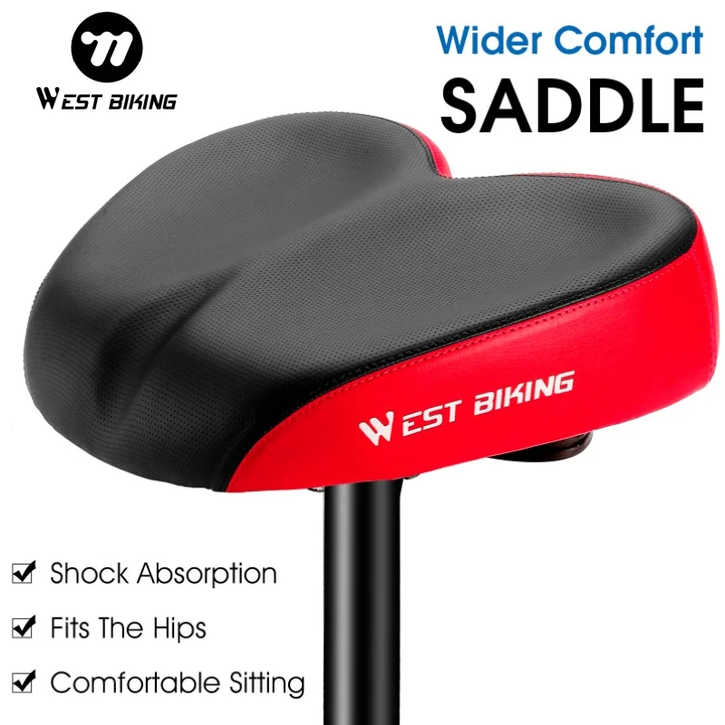 WEST BIKING Bicycle Saddle Widen Thicken Breathable Soft Ergonomic Cycling Travel Comfortable Seat Cycling Equipment Cycle Seats